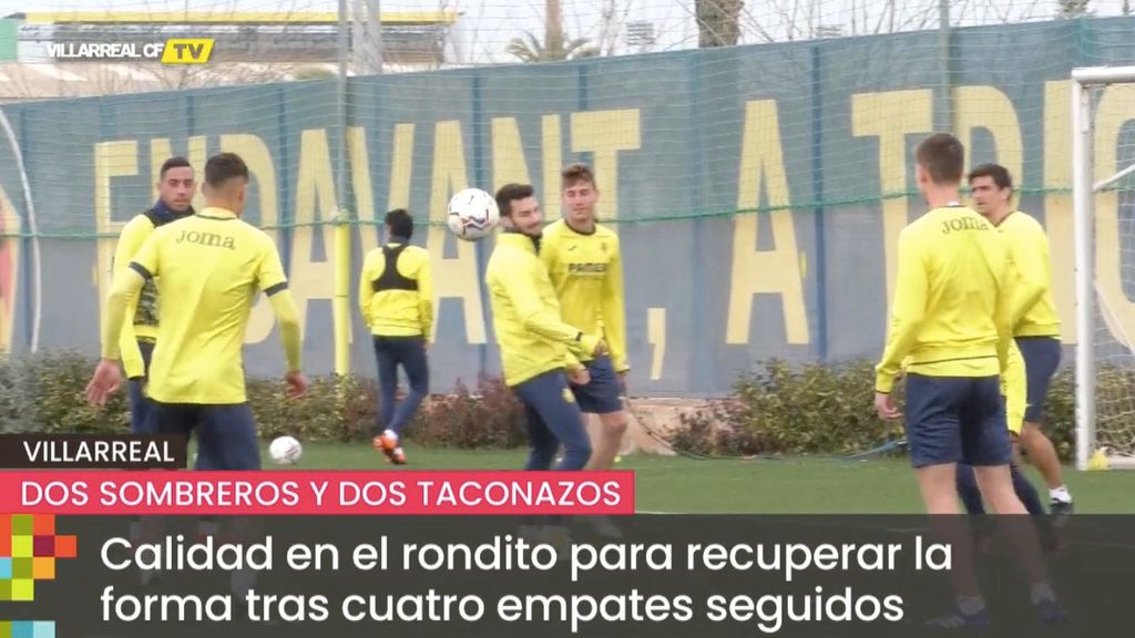 La calidad del rondito del Villarreal en el entrenamiento: dos sombreros y dos taconazos brutales
