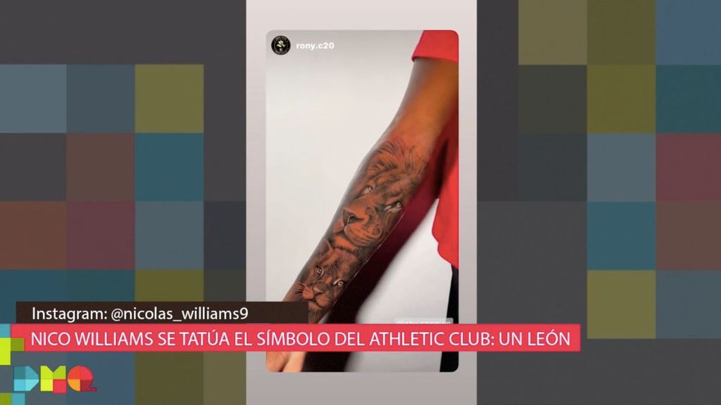 Nico Williams se tatúa en su piel el símbolo del Athletic Club: un león