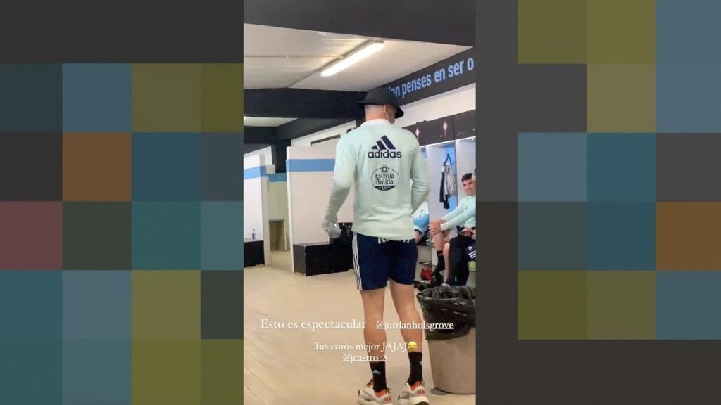 El baile de Jordan Holsgrove a lo Michael Jackson en el vestuario del Celta con Javi Castro a los coros