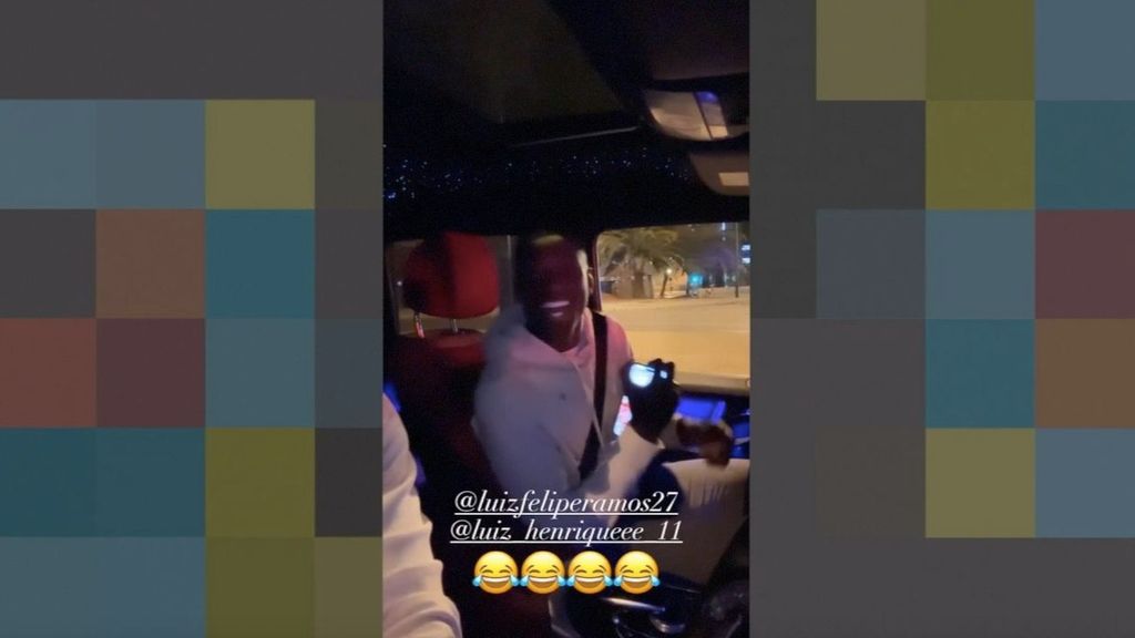 Willian José, Luiz Henrique y Luiz Felipe: cantando tras la victoria en Girona en plena avenida de La Palmera