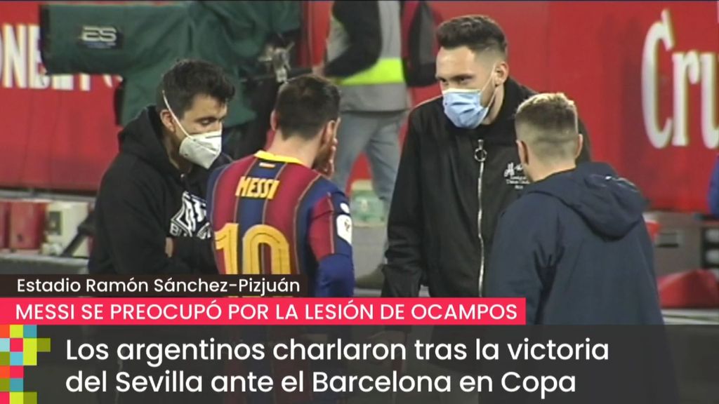 Messi preocupado por la lesión de Ocampos