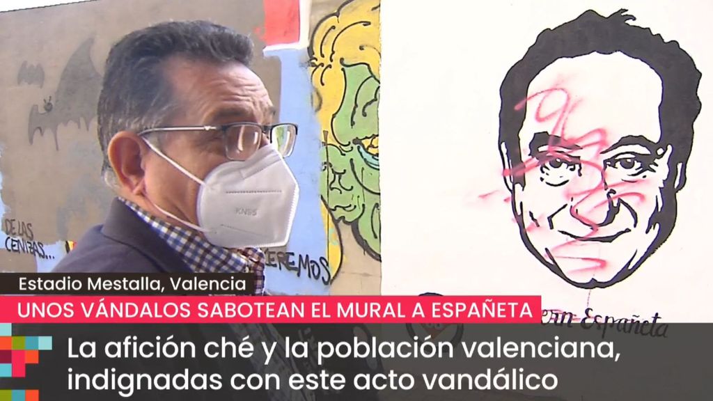 La afición valencianista indignada con el tachado de la figura de Españeta