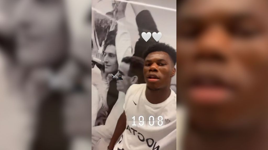(Mediaset) Tchouameni enamora a la afición del Madrid: empapela la pared del gimnasio de su casa con leyendas blancas