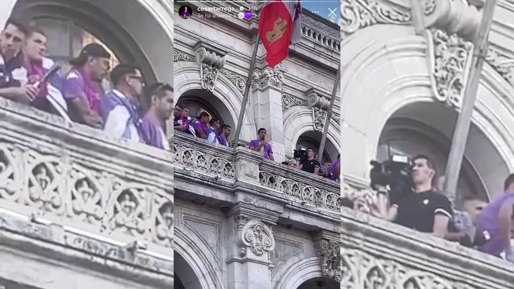 César Tárrega, en la celebración del ascenso del Real Valladolid