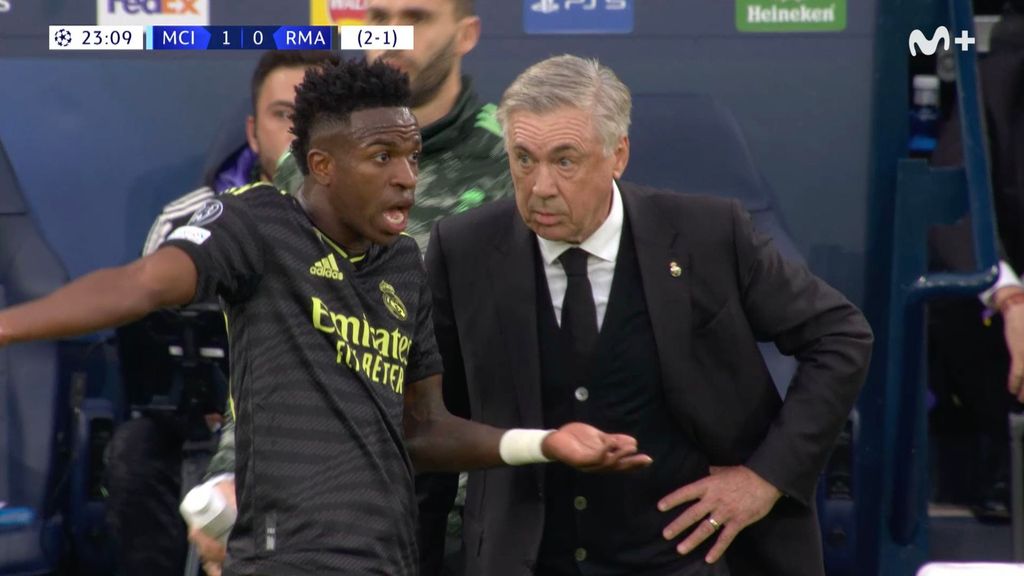 Manchester City 1-0 Real Madrid: La charla de Vinicius con Ancelotti