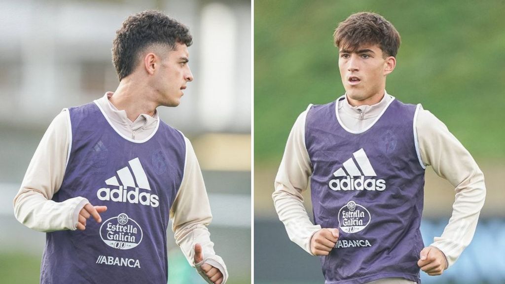 Hugo Álvarez, Javi Rodríguez, Yoel Lago y Javi Rueda se entrenan con el primer equipo