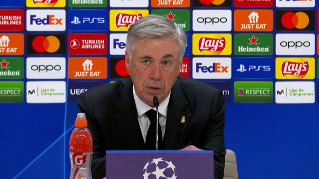 (Mediaset) El enfado de Ancelotti en la rueda de prensa despues del Real Madrid - Manchester City