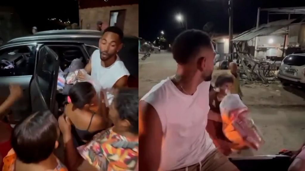 El lado más solidario de Cunha repartiendo comida