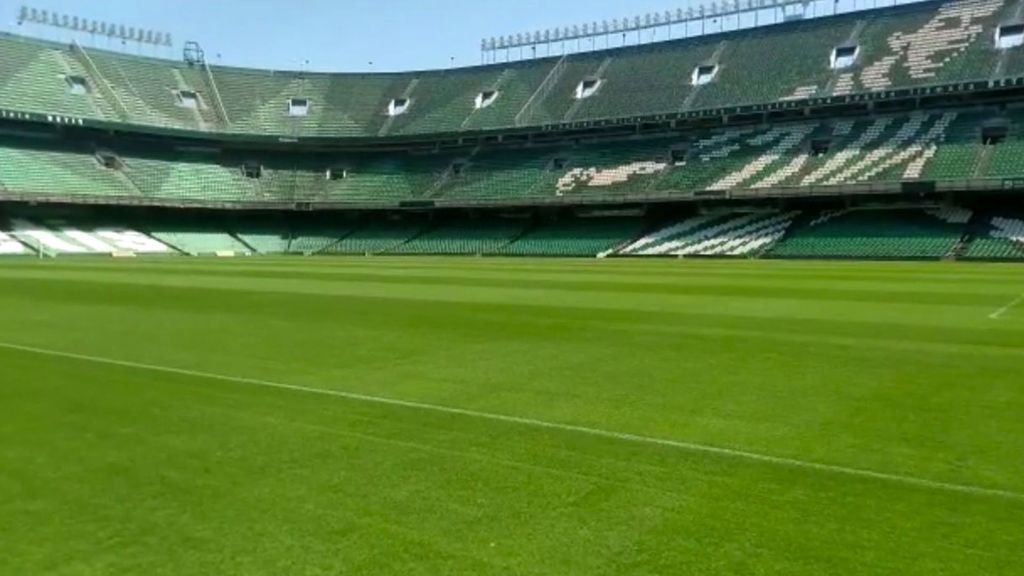 El nuevo césped del Villamarín