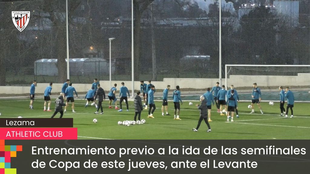 Último entrenamiento del Athletic antes de la ida de las semifinales de Copa ante el Levante