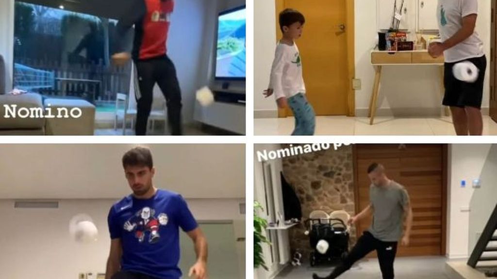 Reto de los toques con el papel higiénico de los jugadores del Valencia CF