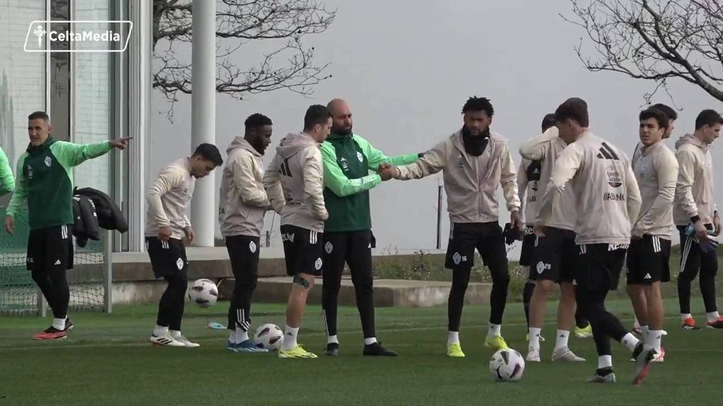 Damián Rodríguez y Hugo Álvarez, en dinámica de primer equipo