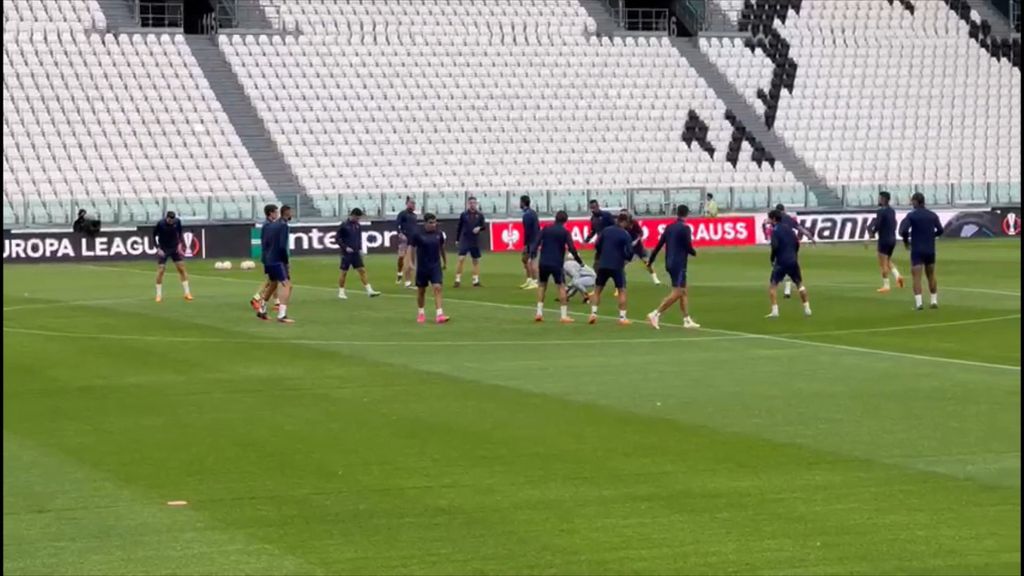 Entrenamiento del Sevilla en el Juventus Stadium