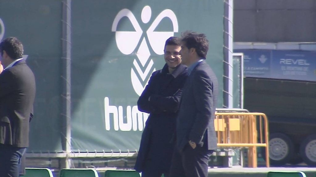 Joaquín y Haro en el entrenamiento del Real Betis