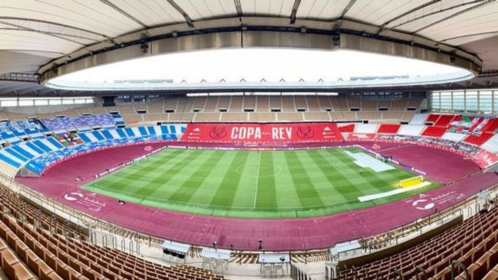Final Copa del Rey 2020 Athletic de Bilbao-Real Sociedad: Los tifos del Athletic y Real Sociedad en el Estadio de La Cartuja