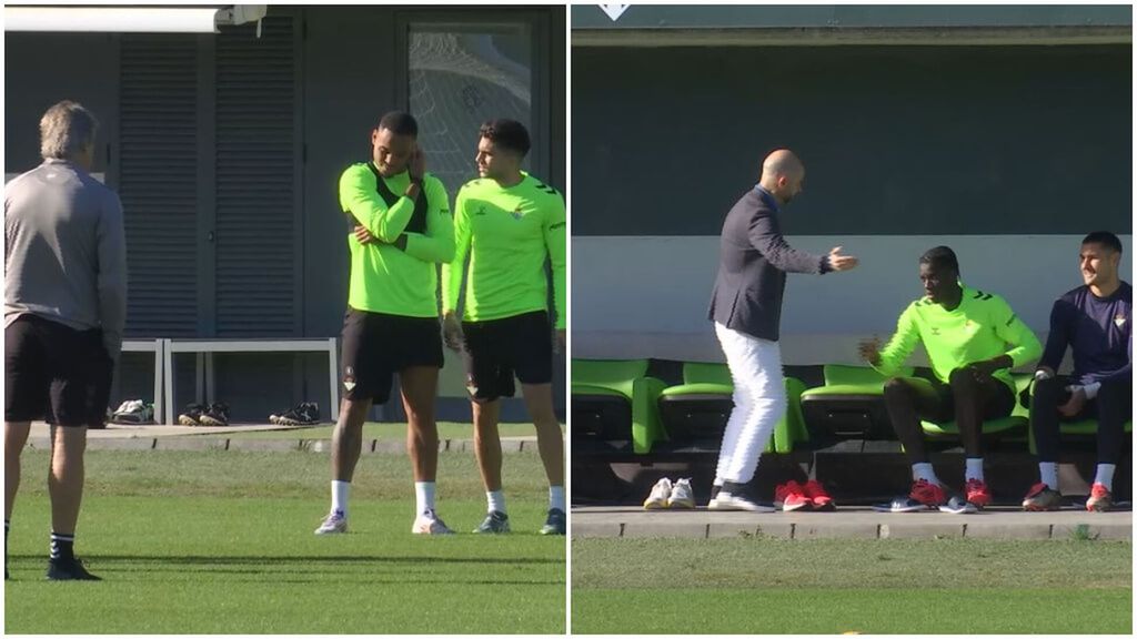 Entrenamiento del Betis antes del duelo contra el Barcelona