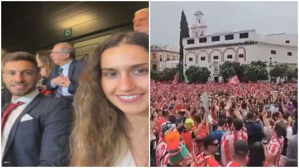 Los novios de Sevilla recuerdan su visita a San Mamés