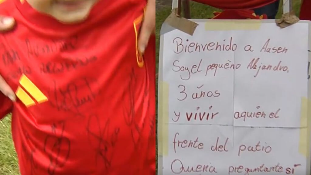 El regalo de la Selección a un niño y vecino alemán: una camiseta firmada para el recuerdo