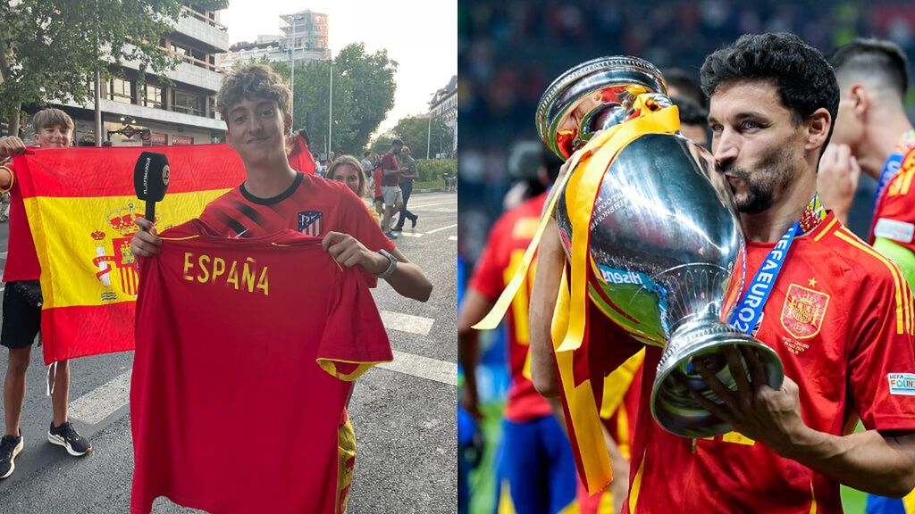 Jesús Navas regala una camiseta a un aficionado durante la celebración: "No me lo esperaba"