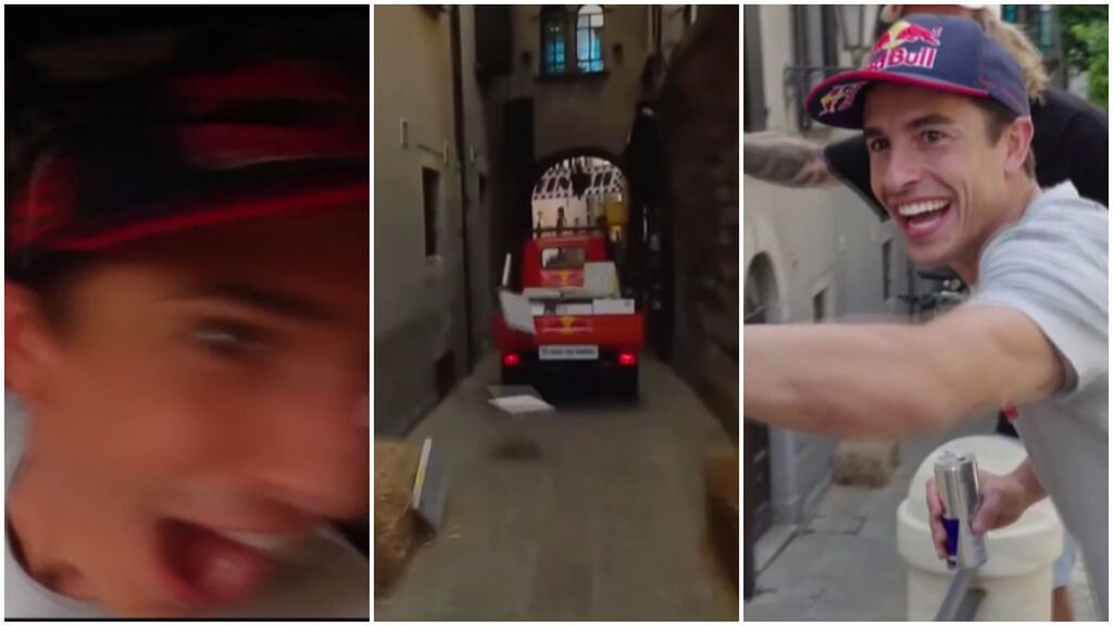 La última locura de Marc Márquez después de ganar en San Marino: repartiendo pizzas a toda velocidad