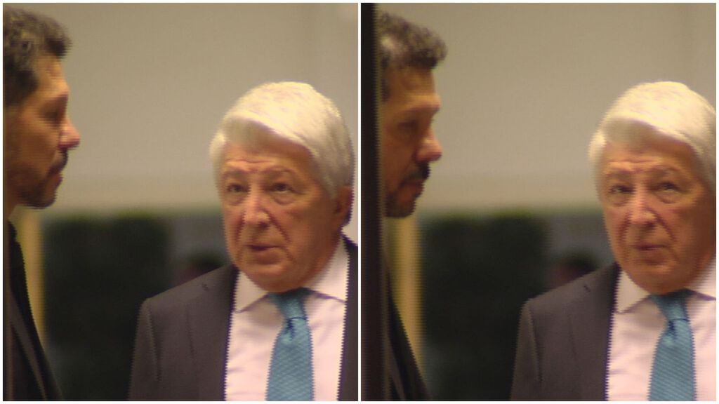 Enrique Cerezo y el Cholo SImeone, serios tras el Rayo-Atlético de Madrid