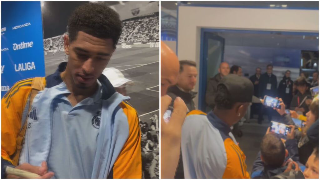 Bellingham y Vinicius firmaron autógrafos a la salida de Butarque