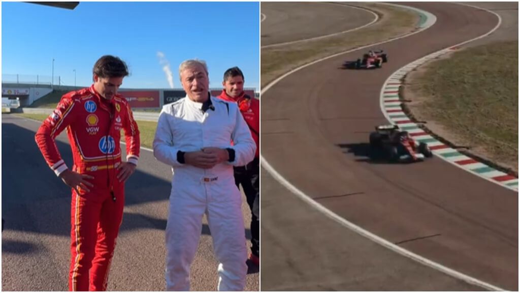 Carlos Sainz padre e hijo, rodando juntos con el Ferrari de 2022