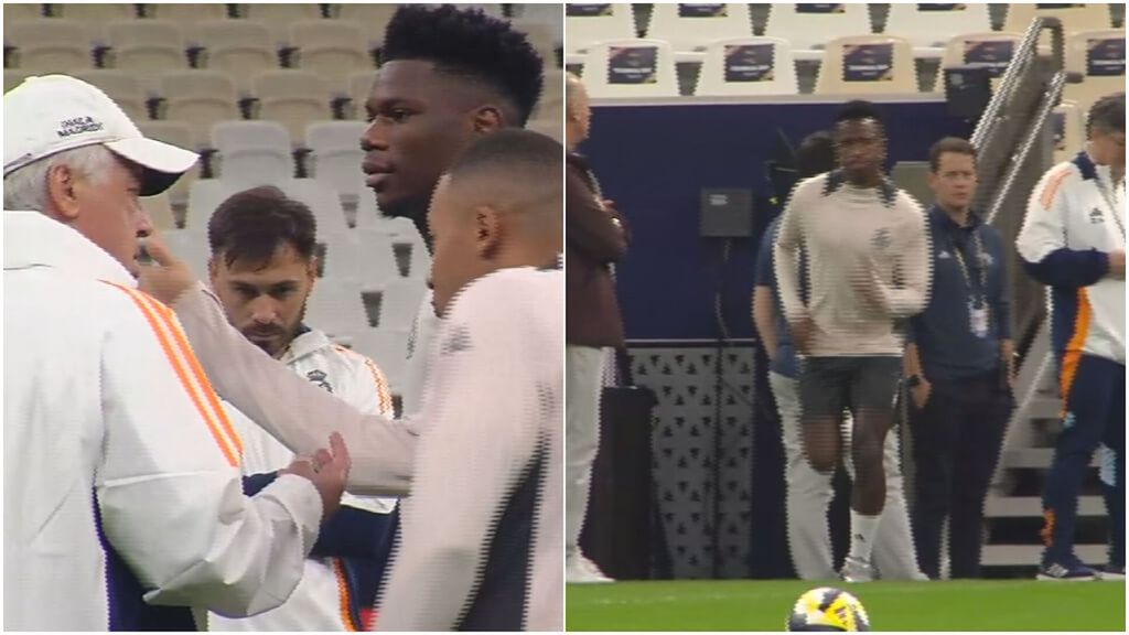 Los detalles del entreno del Real Madrid en Doha: confidencias Ancelotti - Mbappé y cinco minutos tarde de Vinicius
