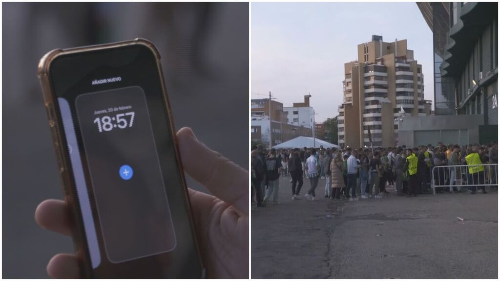 La cola de aficionados béticos que entraron al partido 20 minutos tarde