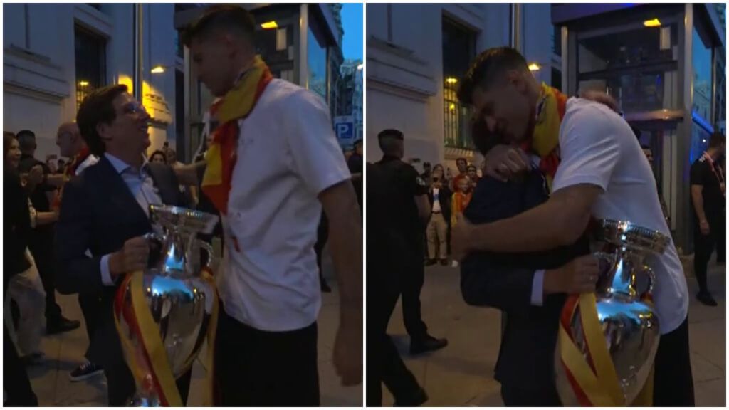 El abrazo de Álvaro Morata y José Luis Martínez-Almeida en la celebración: "Oh capitán, mi capitán"