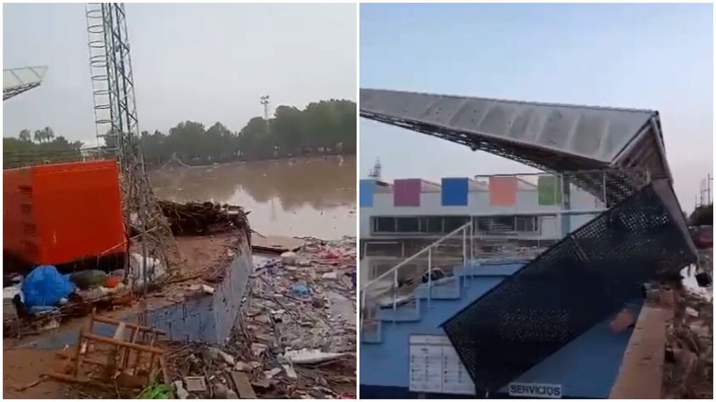 Así ha quedado el estadio del pueblo más afectado por la DANA