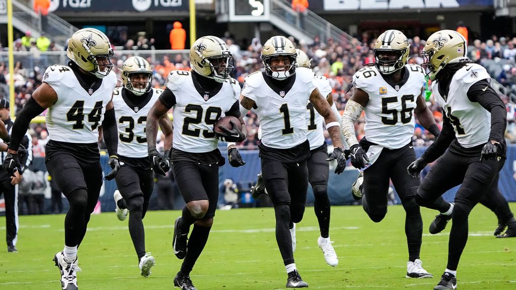 Los New Orleans Saints celebran un touchdown