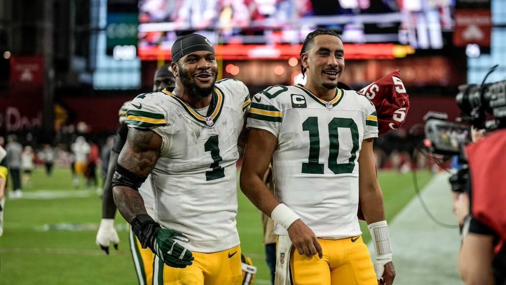 Los jugadores de los Packers, tras un partido esta temporada