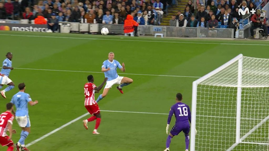 Las dos ocasiones y la asistencia de Haaland en la victoria del Manchester City ante el Estrella Roja