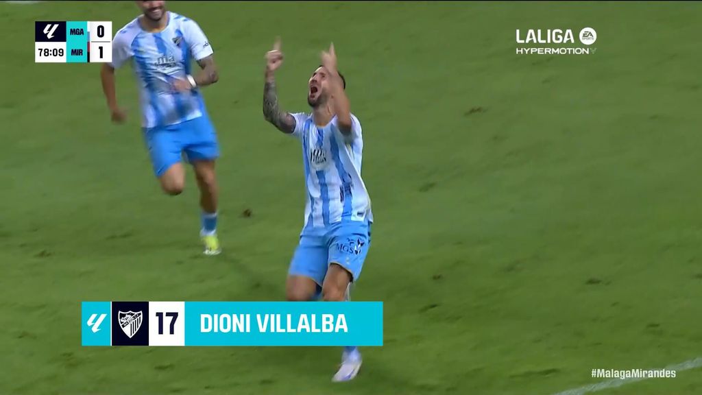 Málaga 1-1 Mirandés: Gol de Dioni