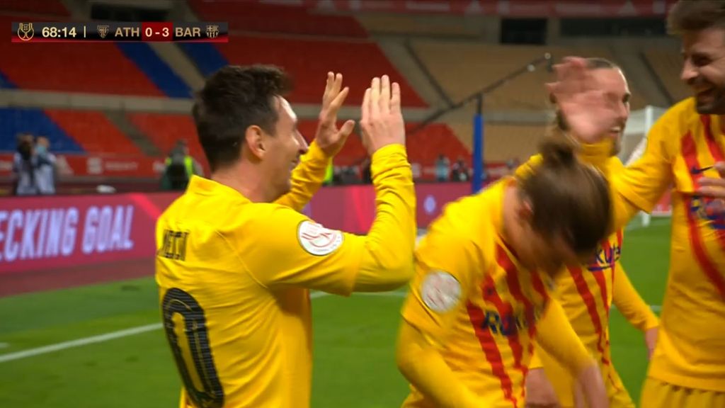 (MEDIASET) Final Copa del Rey 2021 Athletic Club 0-3 FC Barcelona: Gol de Messi