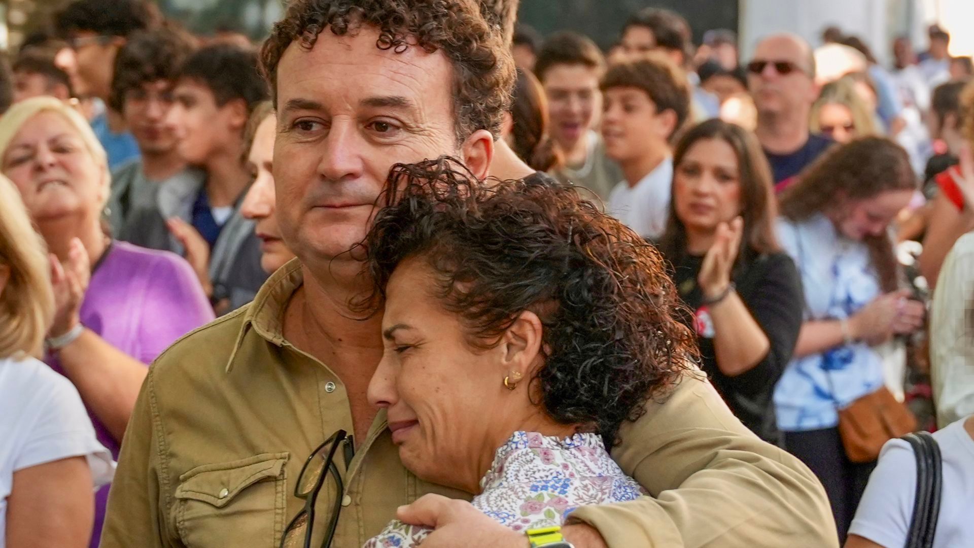 Imagen de los padres de Sandra Peña en la manifestación que se celebró en Sevilla contra el acoso escolar