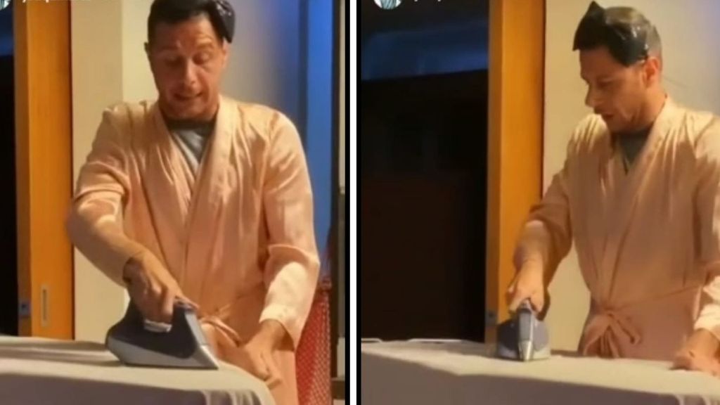 Joaquín se vuelve 'loco' planchando y cantando: "Malamente me estoy quedando", durante la cuarentena por el coronavirus