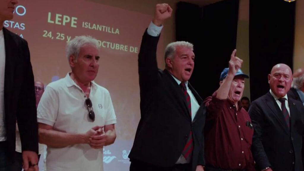 Joan Laporta da un recital en Lepe y carga contra el Madrid: “Se ha creado un ambiente con el colectivo arbitral fuera de lugar”