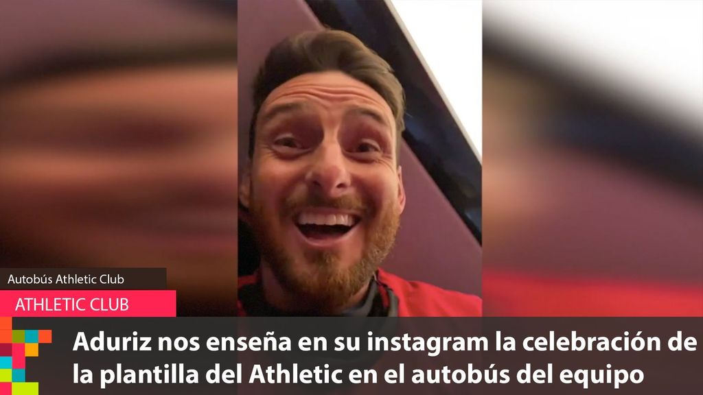 Aduriz nos enseña en su Instagram la celebración del Athletic Club por la Supercopa de España en el autobús del equipo