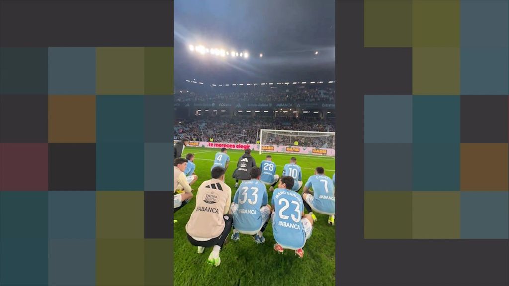 La celebración del Celta con su afición tras la victoria ante el Betis