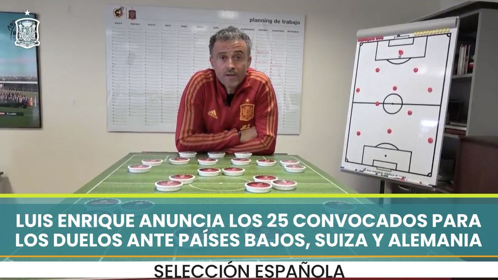 Con las chapas sobre el tapete: Así anuncia Luis Enrique a los 25 convocados para los tres partidos de la Selección