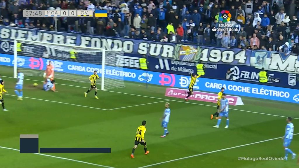 Málaga 0-1 Oviedo: Gol de Manu Vallejo