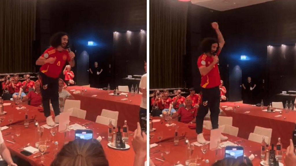 Cucurella a tope en la celebración de España