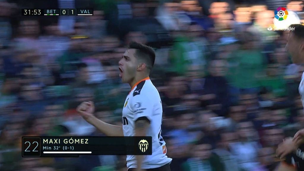 Real Betis-Valencia: Gol 0-1 Maxi Gómez (jornada 14)
