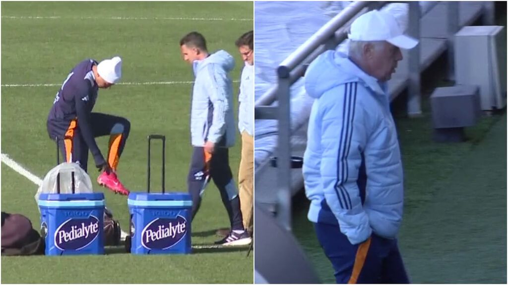 Las imágenes del entrenamiento que preocupan al Real Madrid: las molestias de Mbappé y la salida repentina de Ancelotti
