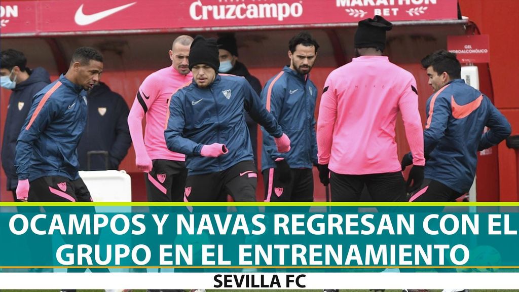 Entrenamiento del Sevilla: Ocampos y Jesús Navas regresan con el grupo (07-01-2021)