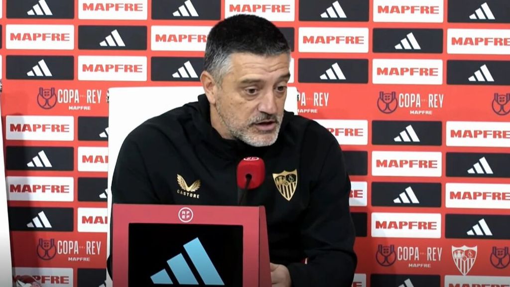 Xavier García Pimienta, en el postpartido del Almería-Sevilla