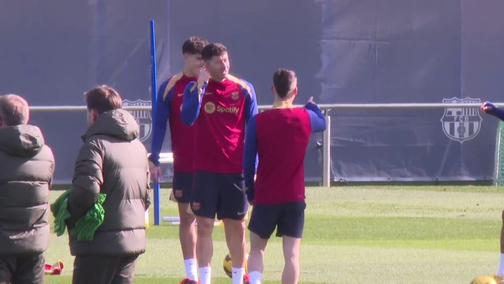 Robert Lewandoski no para ni en los entrenamientos del Barcelona