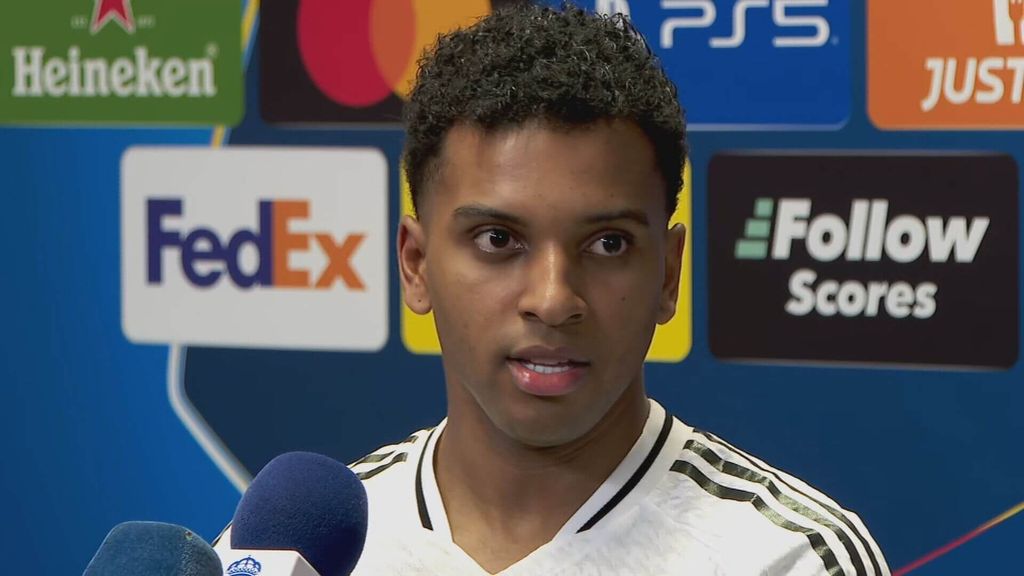 Rodrygo Goes en zona mixta tras el derbi
